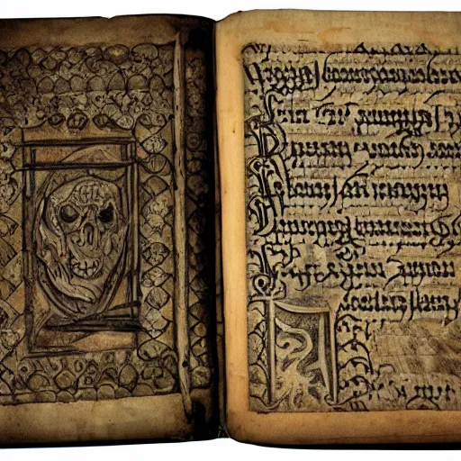 Prompt: the pages of a medieval grimoire concerned with contacting the dead n - 9