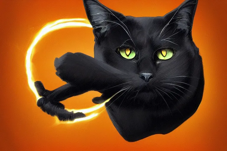 Image similar to evil black cat opening a magic portal, digital illustration, artstation, artstation hq, hd
