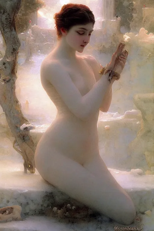 Prompt: The Ice Queen by William-Adolphe Bouguereau and Delphin Enjolras and Marc Simonetti