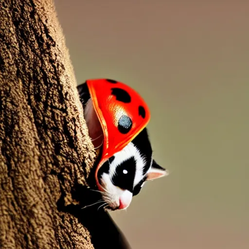 Image similar to a ladybug - cat - hybrid, animal photography