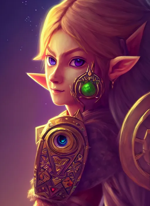 Prompt: zelda with triforce, majora's mask, fantasy, intricate, elegant, highly detailed, digital painting, artstation, concept art, wallpaper, smooth, sharp focus, illustration, art by wlop