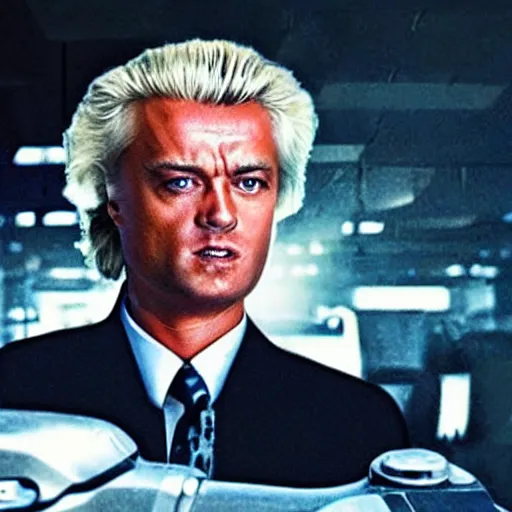 Image similar to geert wilders as terminator, movie poster