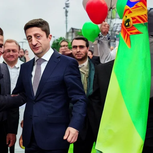 Image similar to zelensky knockdown putin, photo, realistic