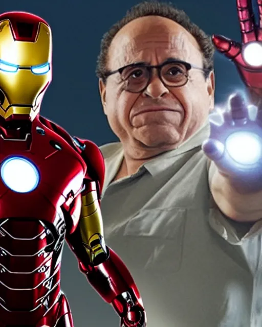 Image similar to danny devito as tony stark in iron man