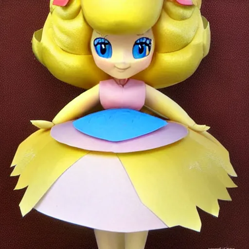 Image similar to a paper model of princess peach, paper modeling art.