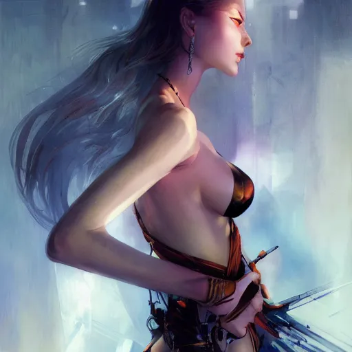 Image similar to crystal liu by peter andrew jones and akihiko yoshida, rule of thirds, seductive look, beautiful, realistic