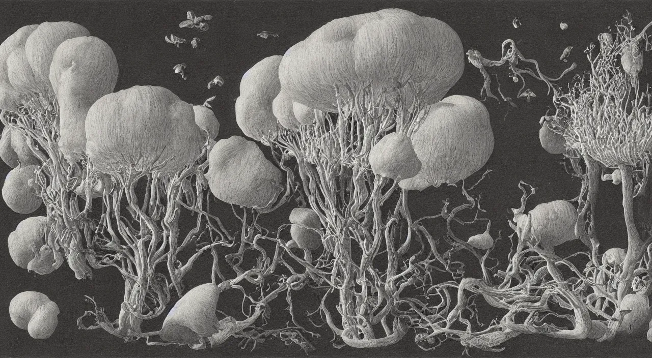 Prompt: a single fungus clear! empty! sky void paper, a high contrast!! ultradetailed photorealistic painting by jan van eyck, audubon, rene magritte, agnes pelton, max ernst, walton ford, andreas achenbach, ernst haeckel, hard lighting, masterpiece