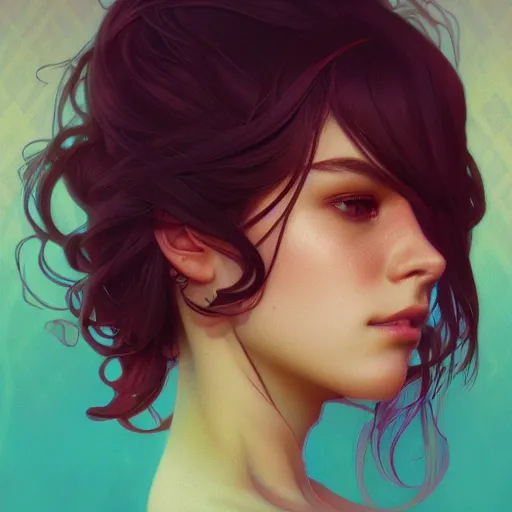 Image similar to beautiful, young woman, sad eyes, tears running down, vaporwave aesthetic, synthwave, digital painting, artstation, concept art, smooth, sharp focus, illustration, art by artgerm and greg rutkowski and alphonse mucha