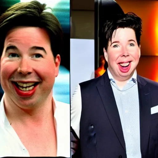 Prompt: Michael mcintyre as a hot woman in a crop top