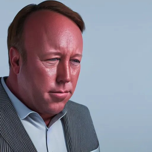 Image similar to hyperrealistic dslr film still of info wars alex jones crying, stunning 8 k octane comprehensive 3 d render, inspired by istvan sandorfi & greg rutkowski & unreal engine, perfect symmetry, dim volumetric cinematic lighting, extremely hyper - detailed, incredibly real lifelike attributes & texture, intricate, masterpiece, artstation, 8 k 8 5 mm f 1. 4