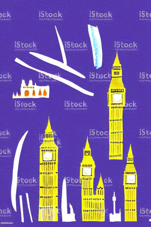 Image similar to minimalist watercolor art of london, illustration, vector art