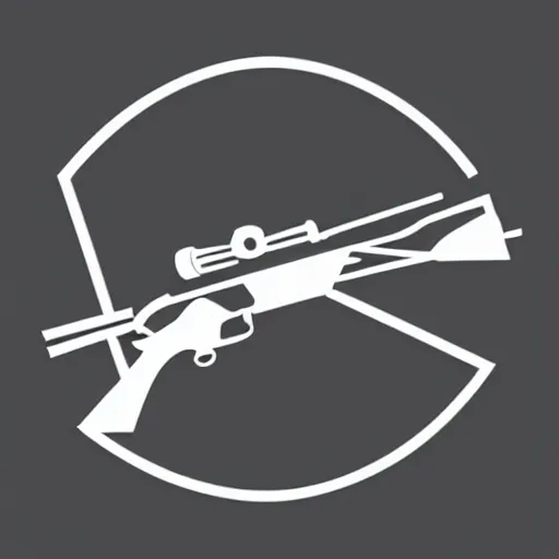 Prompt: slick minimalist line logo of a spirit holding a sniper rifle