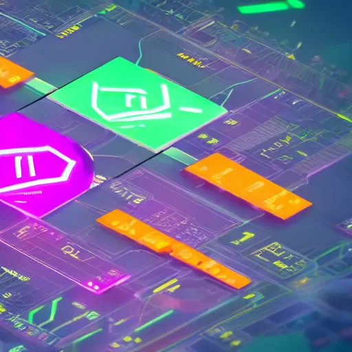 Image similar to DataUnion Protocol - TOGETHER is more, a network of DataNFTs, Value Share Contracts and the TOGETHER token, hyperrealistic, 4K, epic, neon inc, octane render, trending on artstation, digital painting, isometric web design icon