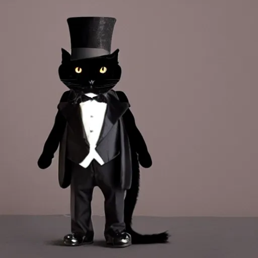 Image similar to a black cat with a top hat and a tuxedo