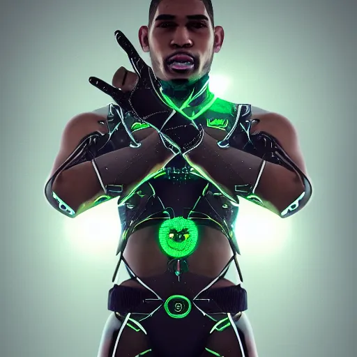 Image similar to boston celtic's Jaylen Tatum as a cyborg humanoid, digital art, trending on artstation, octane render