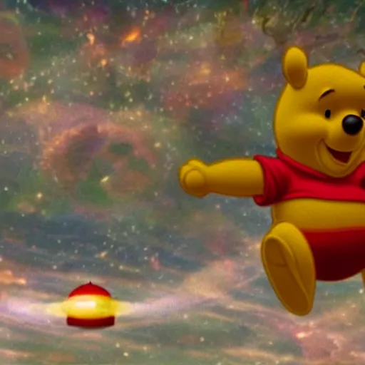 Image similar to winnie the pooh in space. live action movie still