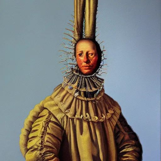 Prompt: oil painting portrait of an alien being in clothes from the year 1 6 0 0