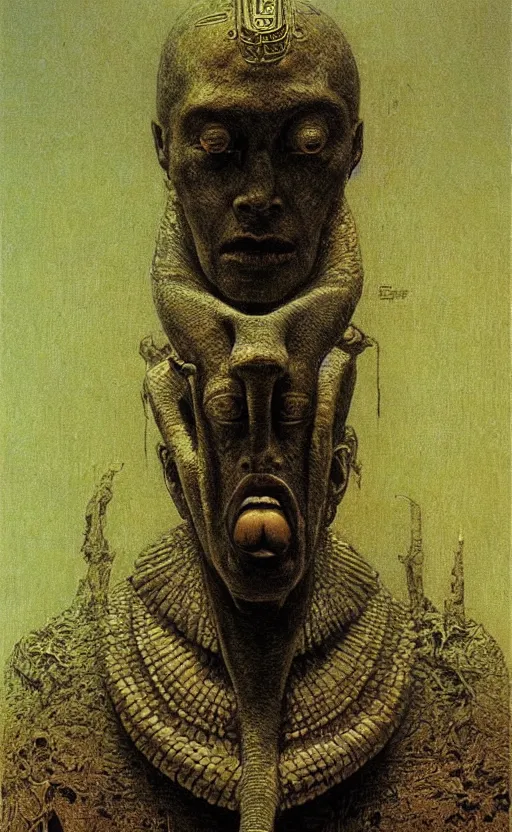 Image similar to portrait of great egyptian god khonshu, creepy, scary, strange, by beksinski and moebius