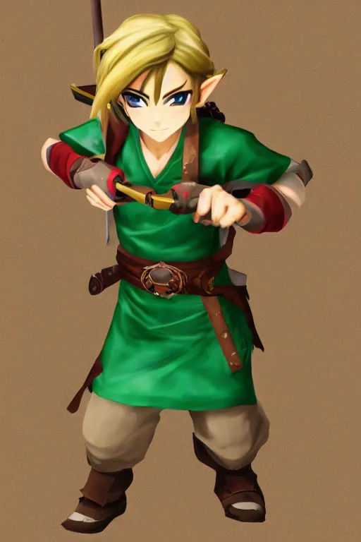 Image similar to an in game portrait of link from genshin impact, genshin impact art style.