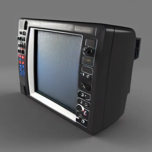 Image similar to old crt monitor screen technical details render 3 d clean sharp focus concept art