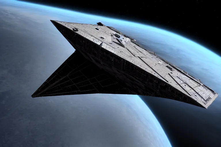 Image similar to nasa star destroyer, cinematic, shadows, 4 k, detailed, by unreal engine, cgsociety, vfx, hd, archvis