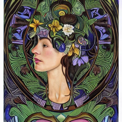 Image similar to a facemask made of stylized flowers, by evelyn de morgan and diego rivera and john watkiss and annie swynnerton, art deco shaman, art brut, symbolist, dramatic cinematic lighting, god rays, iridescent beetles, clean crisp graphics, smooth sharp focus, extremely detailed