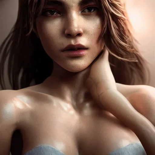 Image similar to full body pose, hyperrealistic photograph of a stunning woman, dim volumetric lighting, 8 k, octane beautifully detailed render, extremely hyper detailed, intricate, epic composition, cinematic lighting, masterpiece, trending on artstation, very very detailed, stunning, hdr, smooth, sharp focus, high resolution, award, winning photo,