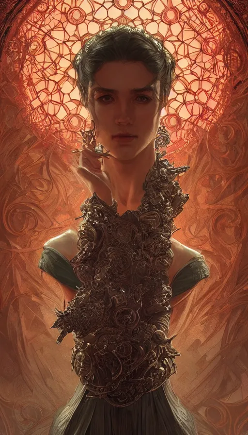 Image similar to fame of thrones, lord of daggers, neon, fibonacci, sweat drops, insane, intricate, highly detailed, digital painting, artstation, concept art, smooth, sharp focus, illustration, Unreal Engine 5, 8K, art by artgerm and greg rutkowski and alphonse mucha