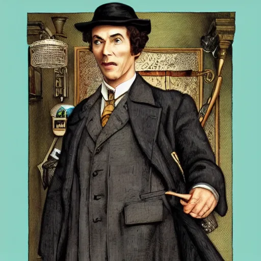 Image similar to sherlock holmes in the style of james c. christensen