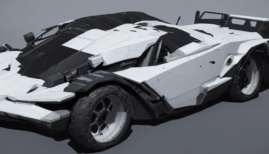 Image similar to white rollcage batmobile with rockets launcher, railgun and reactors, hyperdetailed, artstation, cgsociety, 8 k