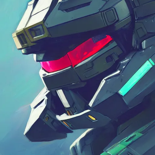 Prompt: portrait of stunning master chief gundam pilot, with an intricate, detailed, urban inspired hiphop afro futuristic helmet, vector behance hd jesper ejsing, rhads, makoto shinkai, lois van baarle, ilya kuvshinov, rossdraws, hd, 3 2 k, ilya kuvshinov, gustav klimt