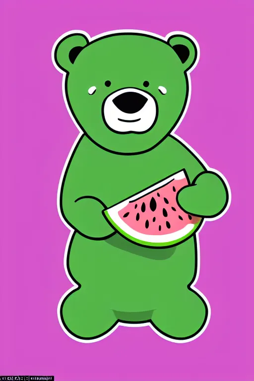 Image similar to Bear eating a watermelon, sticker, colorful, illustration, highly detailed, simple, smooth and clean vector curves, no jagged lines, vector art, smooth