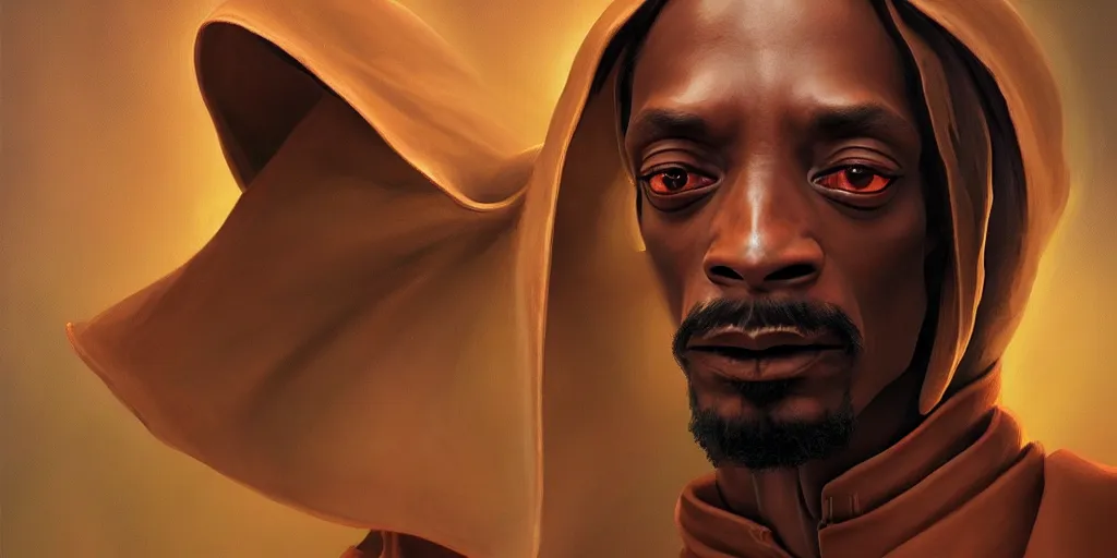 Image similar to breathtaking detailed concept art painting of a jedi snoop dogg, by hsiao - ron cheng, bizarre compositions, exquisite detail, extremely moody lighting, 8 k