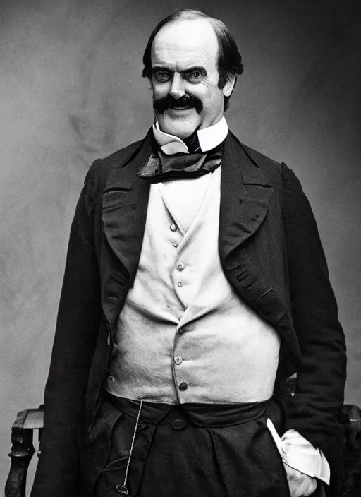 Prompt: john cleese as a victorian politician, smiling, male, victorian, detailed face, highly detailed, cinematic lighting, photograph by elliott & fry