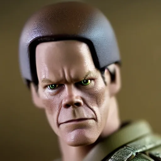 Image similar to Kevin Bacon as a G.I. Joe action figure, hyper realistic, photograph, tilt shift, 65mm, sharp focus