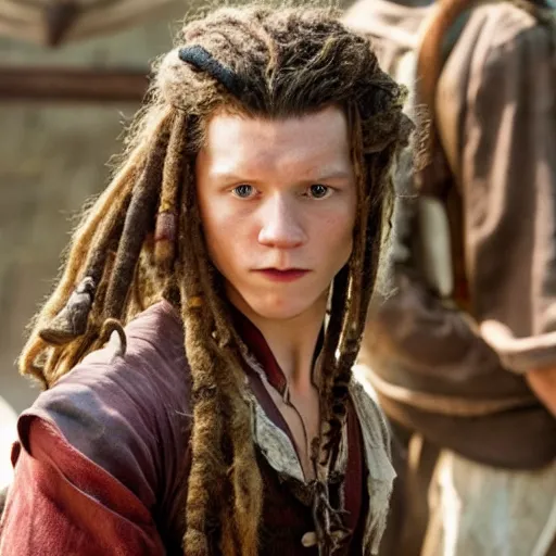 Prompt: Tom Holland in pirates in the Caribbean