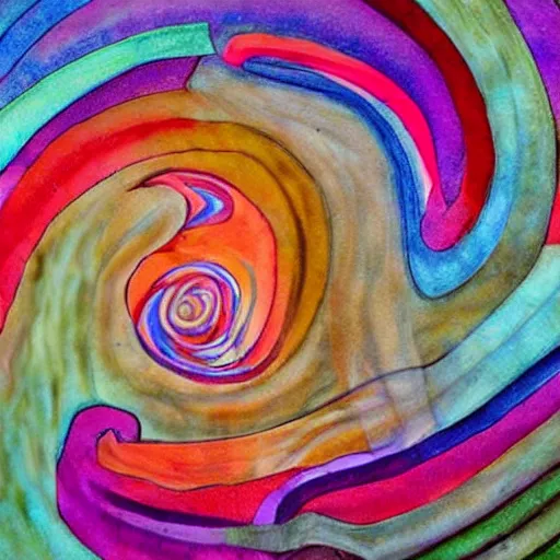 Prompt: woman brings the ancient spirals and stories to her community, abstract art in the style of aborginal painting and Georgia o keefe,