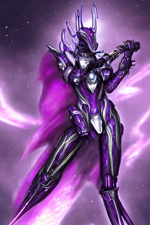 Prompt: galactic hyperdetailed elegant beautiful stunning hot giantess anthropomorphic mecha sexy female dragon goddess, sharp spines, sharp metal ears, smooth purple eyes, smooth fuschia skin, silver armor, in space, epic proportions, epic scale, epic size, warframe destiny fanart, furry, dragon art, goddess art, giantess art, furaffinity, octane render