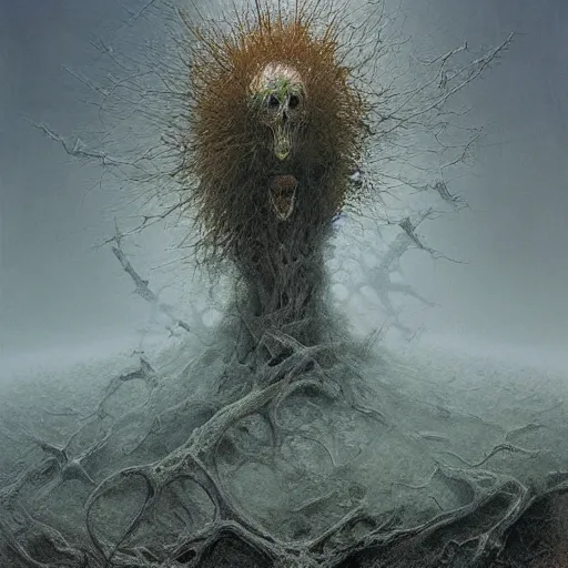 Prompt: Eternal Doomsday by charles pfahl and Mariusz Lewandowski and Zdzislaw Beksinski, surrealism, hyper detailed