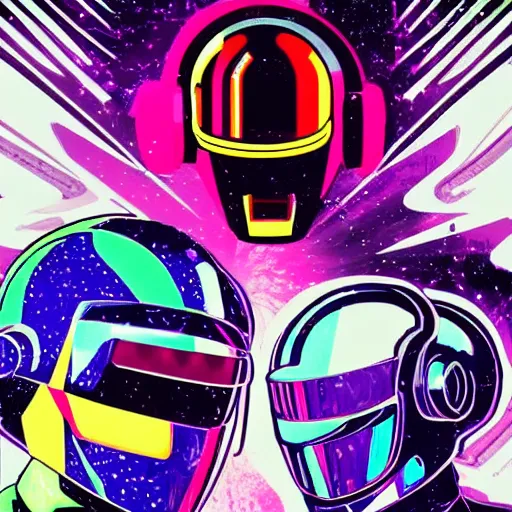 Image similar to daft punk concert in 1 bit art style