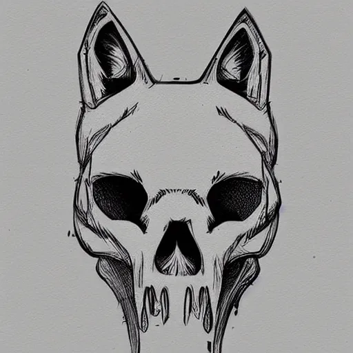 Image similar to a fox skull that contains a potion, stoppered. digital ink sketch. prop design. # digitalsketch # monochrome # sketch # ink # characterdesign # dndcharacter # charactersketch # characterconcept # conceptart