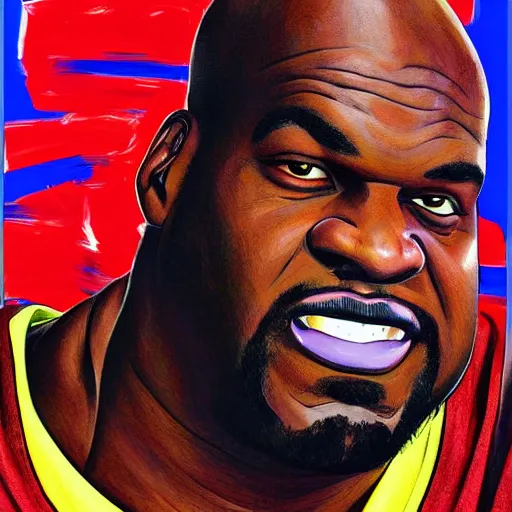 Image similar to portrait painting of shaquille o'neal, art by akira toriyama, 4 k, dragon ball artstyle, cel shaded, highly detailed, epic lighting