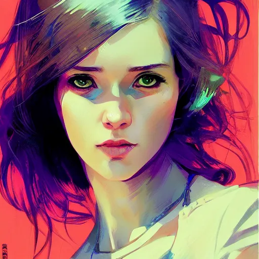 Prompt: half - machine woman with cute - fine - face, pretty face, multicolored hair, realistic shaded perfect face, extremely fine details, by realistic shaded lighting poster by ilya kuvshinov katsuhiro otomo, magali villeneuve, artgerm, jeremy lipkin and michael garmash and rob rey