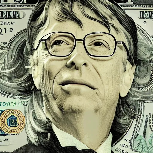 Prompt: Bill gates building gates made of dollar bills, rococo painting, smooth, sharp focus,, pixiv, ultra highly detailed