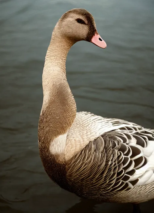 Image similar to ryan gosling fused with a goose, construction, natural light, bloom, detailed face, magazine, press, photo, steve mccurry, david lazar, canon, nikon, focus