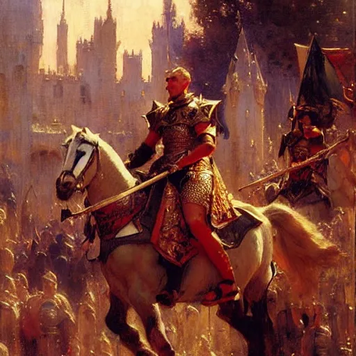 Image similar to attractive gay knights in camelot. highly detailed painting by gaston bussiere, craig mullins, j. c. leyendecker