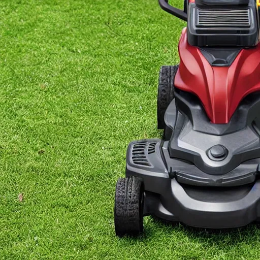 Prompt: pushing a lawnmower over a lawn full of clothes