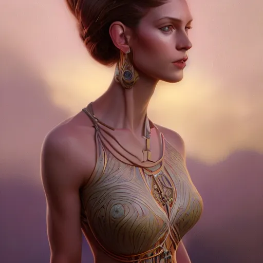 Image similar to wide angle full body portrait of a female Neelix, with a perfect face and perfect body, thin waist, intricate, single face, psychedelic, highly detailed, digital painting, artstation, concept art, smooth, sharp focus, illustration, Unreal Engine 5, 8K, art by artgerm and greg rutkowski and alphonse mucha