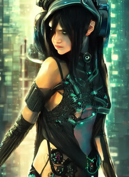 Image similar to teen elf, cyberpunk hacker, black hair, gorgeous, amazing, elegant, intricate, highly detailed, digital painting, artstation, concept art, sharp focus, illustration, art by ross tran