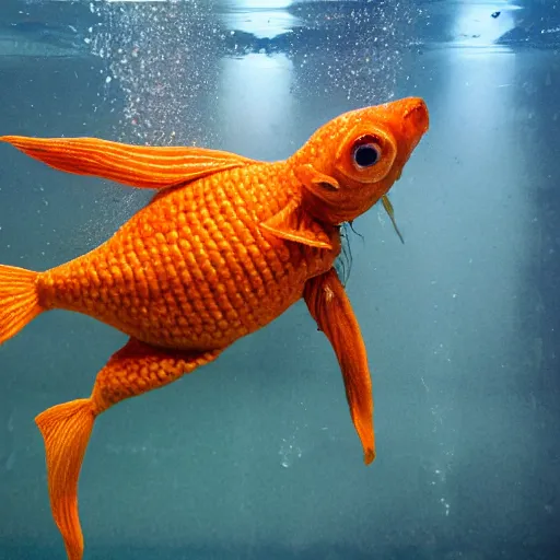 Prompt: a human goldfish